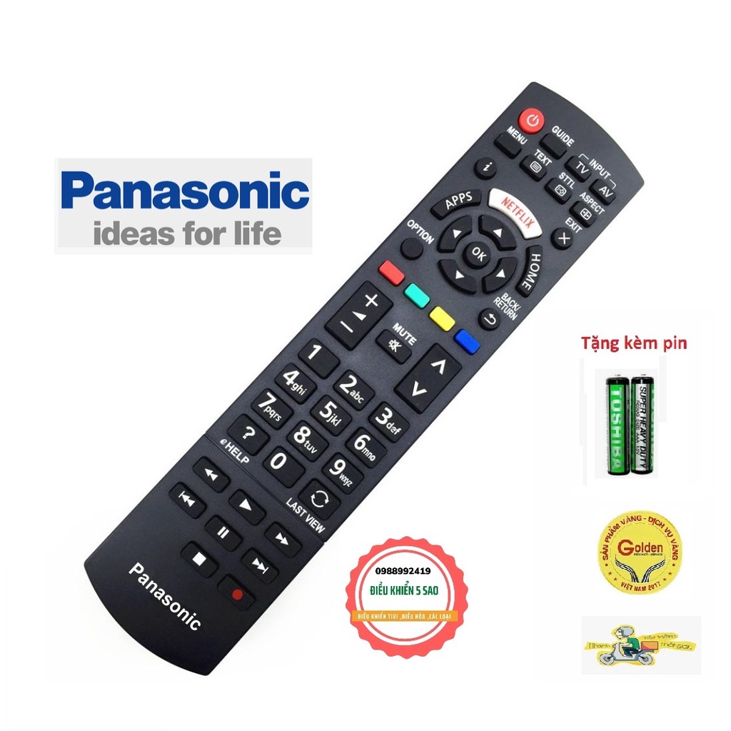 Hình ảnh ĐIỀU KHIỂN TIVI PANASONIC L1268  SMART INTERNET CÓ NÚT NETFLIX MÀU TRẮNG chính hãng theo máy - TẶNG KÈM PIN