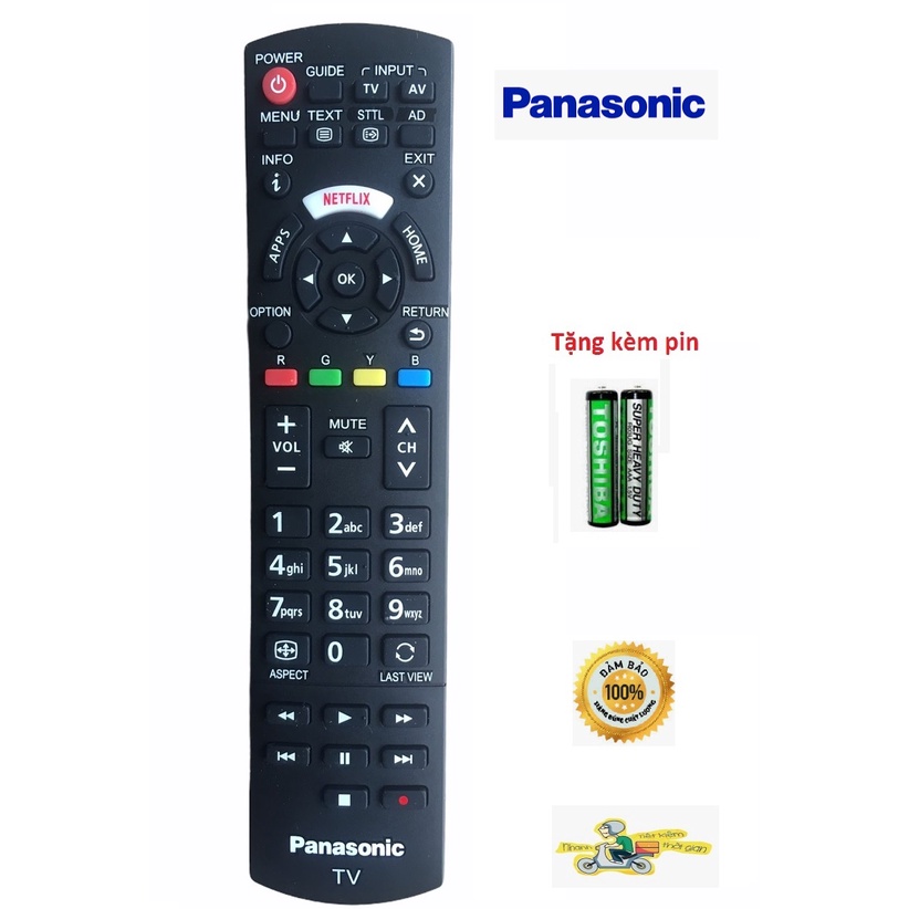 Hình ảnh ĐIỀU KHIỂN TIVI PANASONIC L1268  SMART INTERNET CÓ NÚT NETFLIX MÀU TRẮNG chính hãng theo máy - TẶNG KÈM PIN