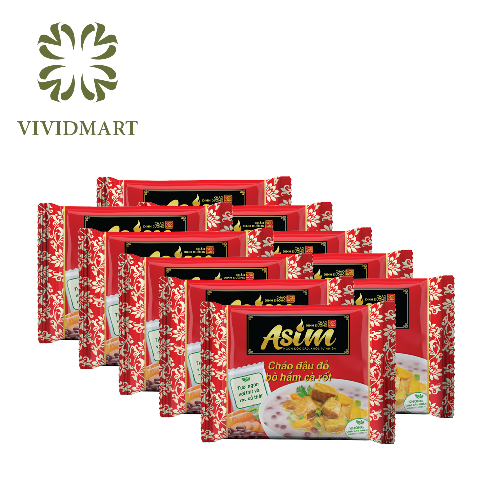 [Combo 10 Gói] Cháo Asim 5 Vị Đậu: Trắng Gà Hầm Bí Đỏ, Đen Cá Hồi Rong Biển, Xanh Thịt Bằm Nấm Đùi Gà, Bò Cà Rốt, Ván Nấm Hương