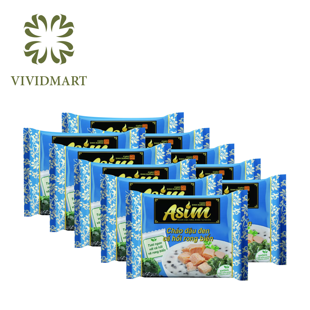 [Combo 10 Gói] Cháo Asim 5 Vị Đậu: Trắng Gà Hầm Bí Đỏ, Đen Cá Hồi Rong Biển, Xanh Thịt Bằm Nấm Đùi Gà, Bò Cà Rốt, Ván Nấm Hương
