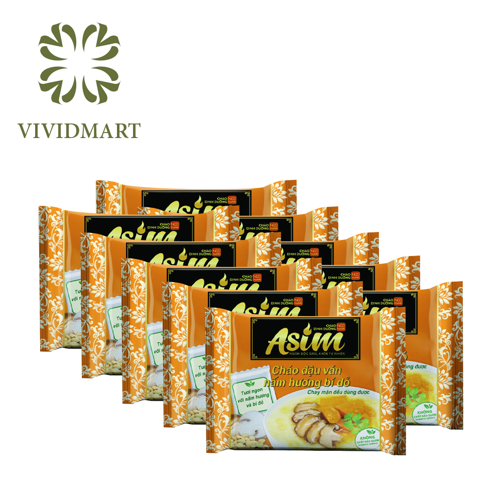 [Combo 10 Gói] Cháo Asim 5 Vị Đậu: Trắng Gà Hầm Bí Đỏ, Đen Cá Hồi Rong Biển, Xanh Thịt Bằm Nấm Đùi Gà, Bò Cà Rốt, Ván Nấm Hương