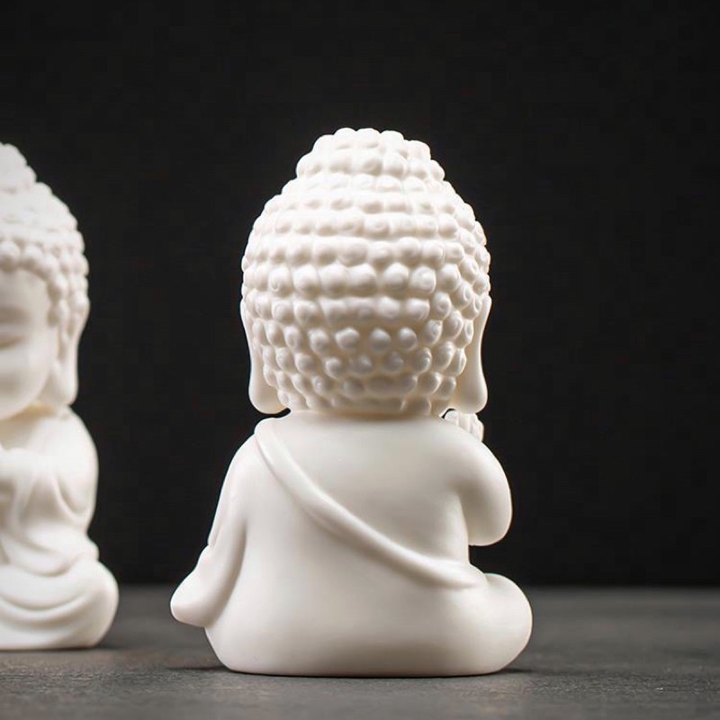 Tượng phật chibi mini gốm trắng xinh xắn
