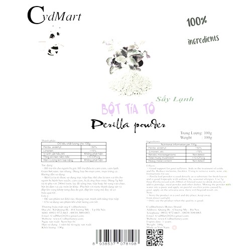 Bột Tía Tô Sấy Lạnh CvdMart 100g - Perilla Powder CvdMart