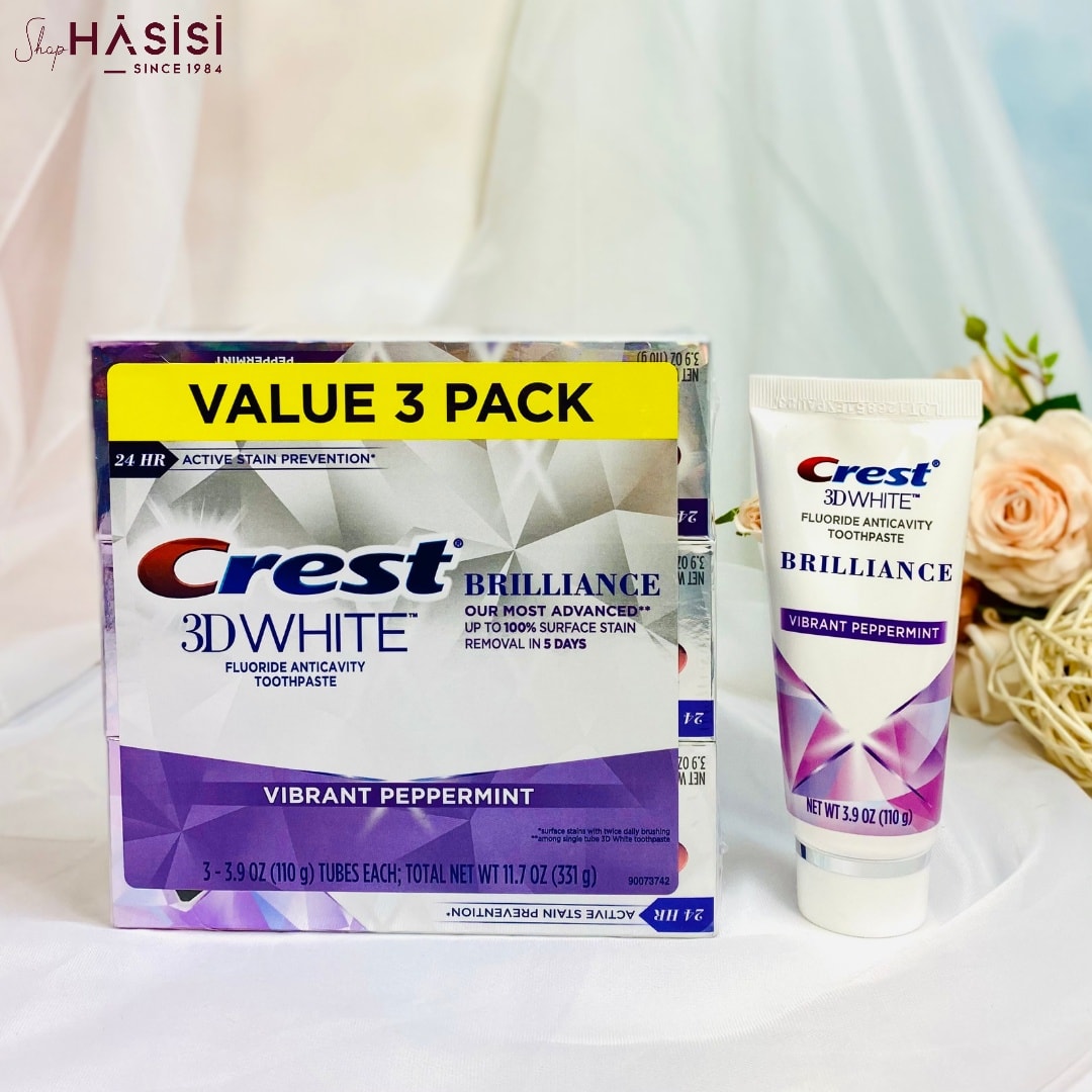 Hình ảnh KEM ĐÁNH RĂNG CREST 3D WHITE ANTICAVITY TOOTHPASTE BRILLIANCE 110G CHÍNH HÃNG