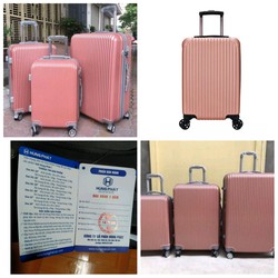 Vali nhựa màu hồng size 24