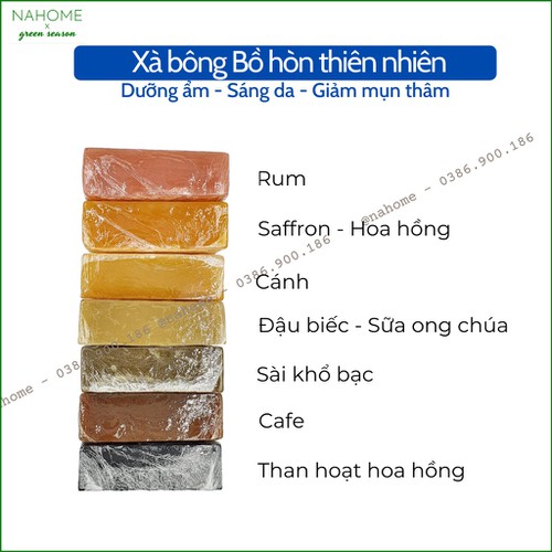 Bohonbepxanh Xà bông Bồ hòn bếp xanh handmade chăm sóc da Xà phòng thiên nhiên 120gr Arislaro
