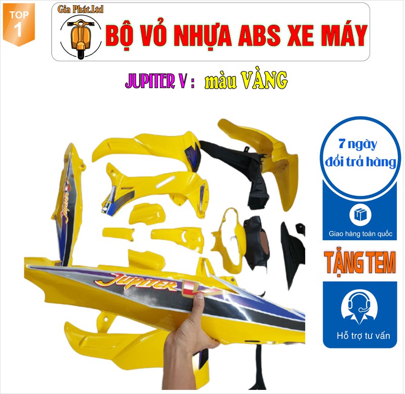 Bộ vỏ nhựa xe JUPITER V nhựa ABS cao cấp màu VÀNG