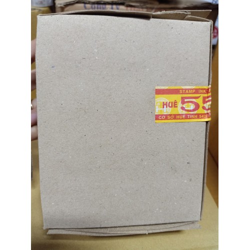 Combo 12 chai Mực đóng dấu 555 Huê Tinh màu đỏ chai thủy tinh