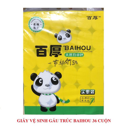 Giấy vệ sinh gấu trúc BAIHOU 36 CUỘN đảm bảo chất lượng.