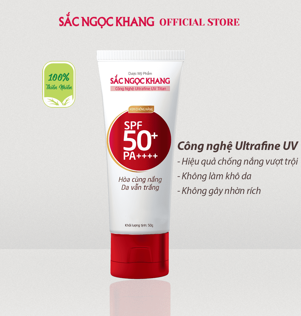 Hình ảnh Kem chống nắng Sắc Ngọc Khang SPF50+/PA++++ 50g giúp chống nắng tối ưu và dưỡng da trắng sáng (Tuýp 50g)