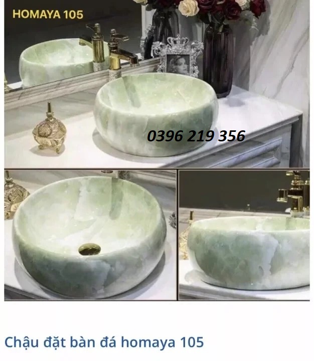 Bồn rửa mặt tròn xanh ngọc