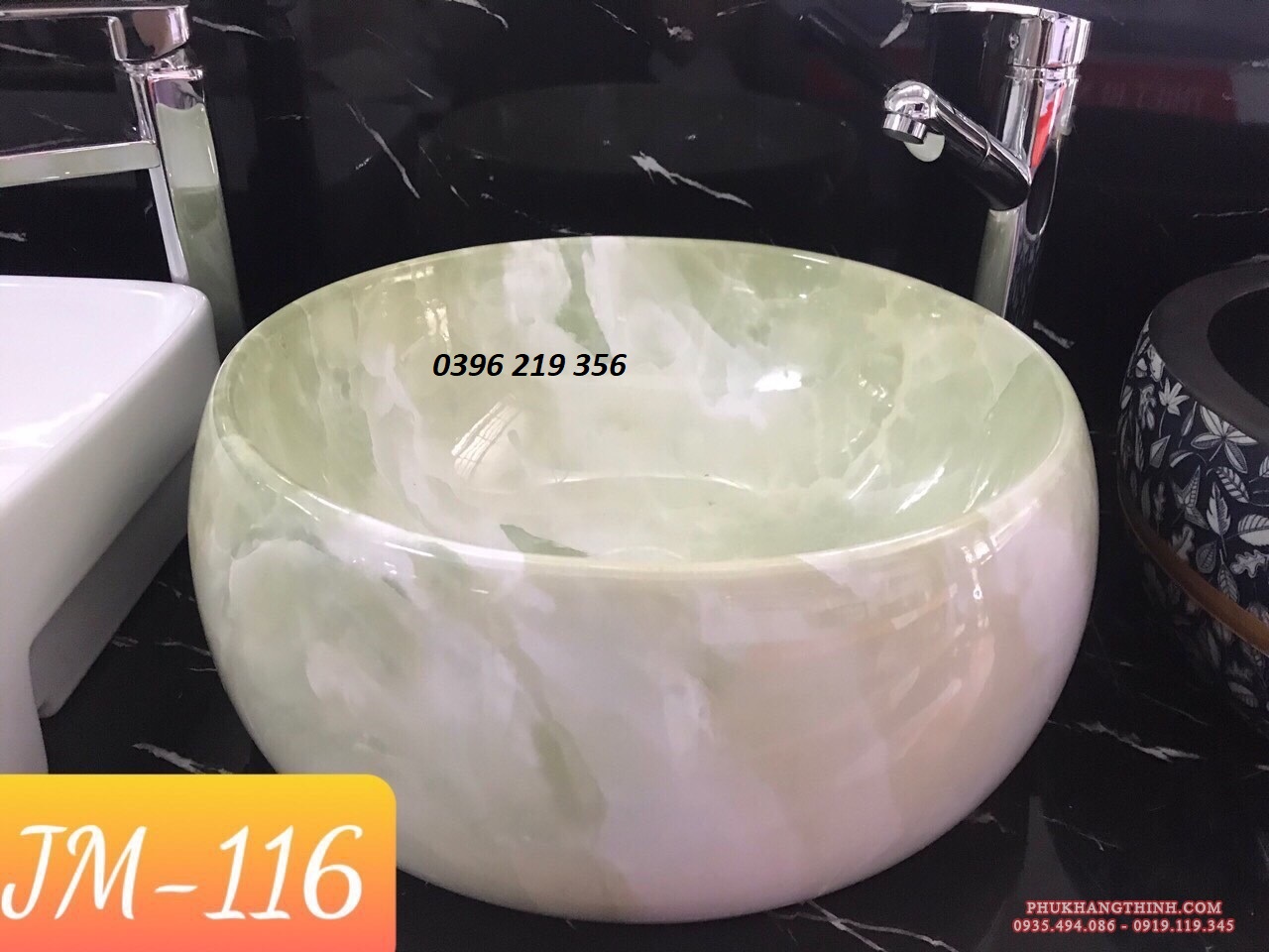 Bồn rửa mặt tròn xanh ngọc