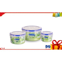 -Hà Nội- Bộ 3 Hộp thực phẩm tròn Matsu -T01-250ml- 500ml- 1000ml
