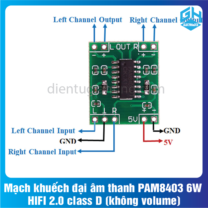 Hình ảnh Mạch khuếch đại âm thanh PAM8403 6W HIFI 2.0 class D (không volume)