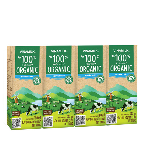 Thùng 48 hộp Sữa tươi Vinamilk 100% Organic 180ml