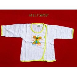 Áo tay dài màu trắng cúc lệch viền màu BOSINIS/BOSSĐANNA cho bé từ sơ sinh đến 8kg