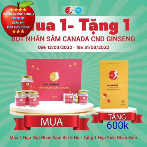 BỘT NHÂN SÂM CANADA CND GINSENG set 5 hủ