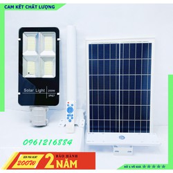 Đèn pha năng lượng mặt trời  bàn chải HC SOLAR linght 200W, 4 khoang, vỏ nhôm, tấm pin rời, kích thước 35x53cm, Ánh sáng trắng
