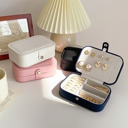 Hộp đựng trang sức mini nhiều ngăn kệ để đồ phụ kiện nữ trang treo bông tai vòng tay nhẫn 3 tầng da PU cao cấp