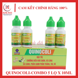Thuốc gà đá-QUINOCOLI-HỘP 10 LỌ-nhỏ đ.ặ.c t.r.ị chướng diều,không tiêu,sệ cánh,phân xanh phân trắng,toi,rù cho gà con.