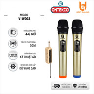 Bộ Micro đôi Không dây Karaoke chuyên nghiệp BEST SOUND V-W003 Chính hãng - dùng mọi loại loa không dây màu vàng thumbnail