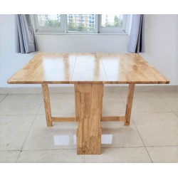 Bàn Ăn Gỗ Cao Su Chữ Nhật Xếp Gọn 90x1m2 Dày Dặn Chắc Chắn - Gỗ Song Bản