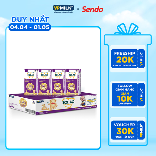 Sữa Bột Pha Sẵn VPMilk IQLac Pro Biếng ăn - Suy Dinh Dưỡng Premium Hộp 110ml (Thùng 48 Hộp)