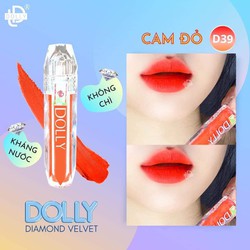 SON DOLLY DAIMOND VELVET (12 màu được tùy chọn) kem siêu lì - mềm mịn môi (tặng son dưỡng)