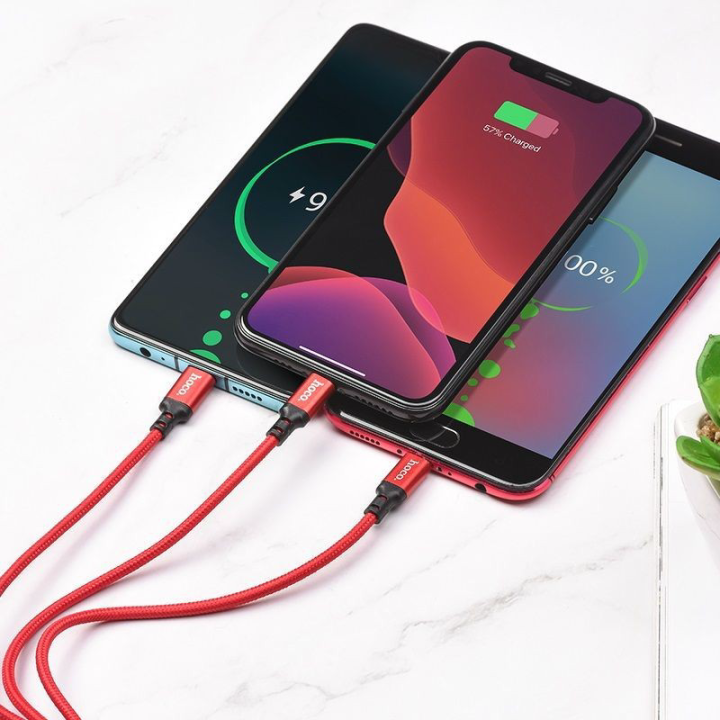 Cáp Sạc Hoco X14  3 Đầu Lightning, TypeC, Micro