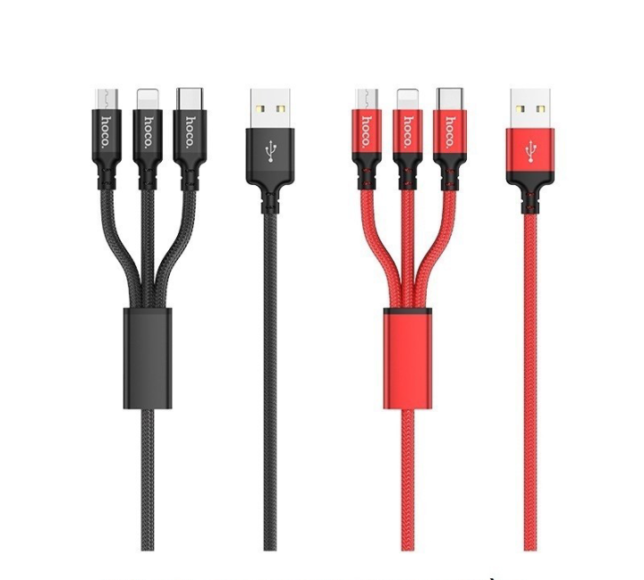 Cáp Sạc Hoco X14  3 Đầu Lightning, TypeC, Micro