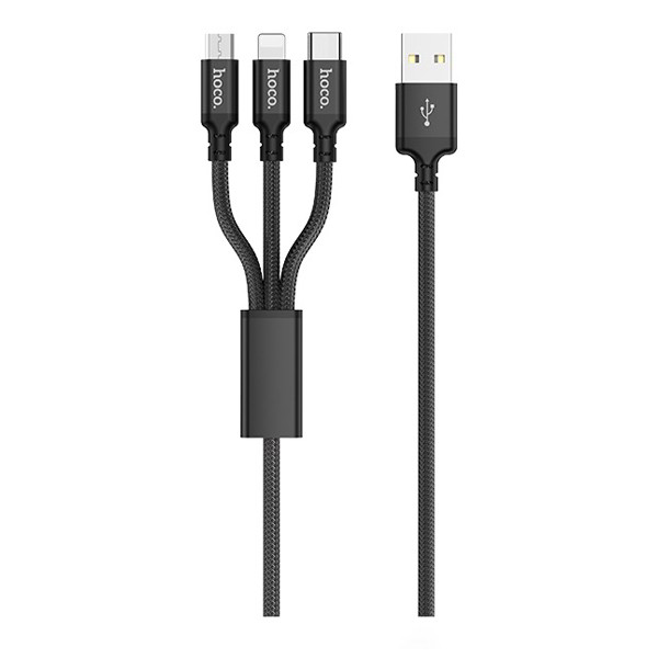 Cáp Sạc Hoco X14  3 Đầu Lightning, TypeC, Micro