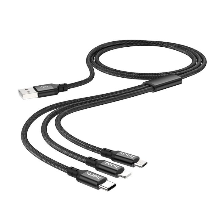 Cáp Sạc Hoco X14  3 Đầu Lightning, TypeC, Micro