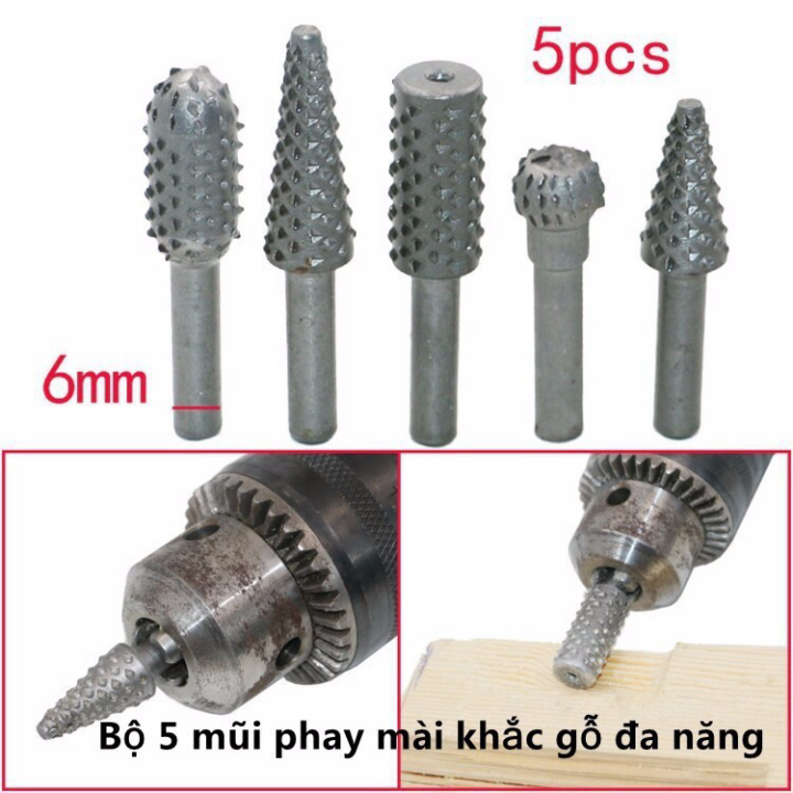 Bộ 5 Mũi Phay Gỗ
