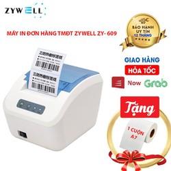 Máy in mã vạch Zywell ZY-609 USB+BLUETOOTH, in hóa đơn bán hàng Tặng kèm giấy in nhiệt A7 (Giao màu ngẫu nhiên)