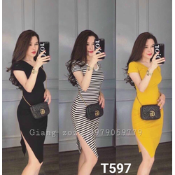 Đầm body ôm nữ xẻ tà cao cấp