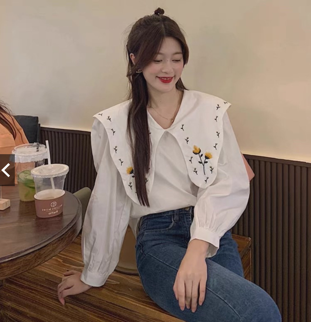 Áo sơ mi trắng thêu họa tiết SM498 hongvicfashion #45 Áo sơ mi trắng thêu họa tiết SM498 hongvicfashion