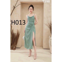 Đầm 2 dây ôm body cổ xẻ tà y hình T598
