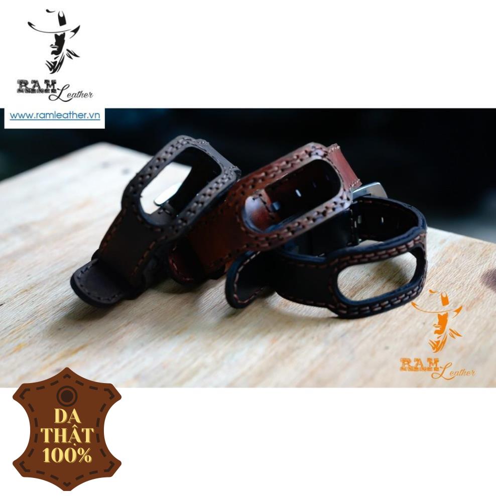 Hình ảnh Dây da bò Siêu bền Thật Rất Đẹp May Tay Cho Miband 5 - Chính Hãng Ram Leather - Mi Band 5 Cow Leather Straps