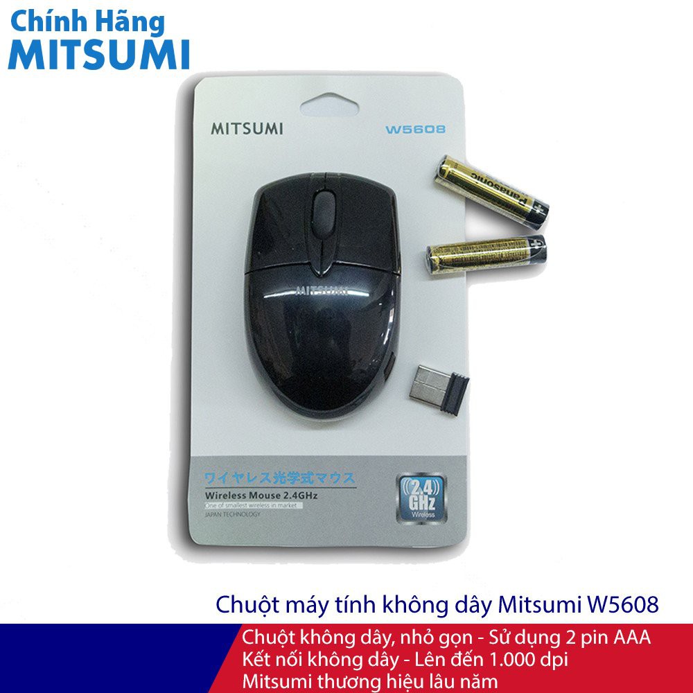 Hình ảnh Chuột Mouse không dây MITSUMI W5608 Chính hãng (Có pin, 2xAAA, Công tắc)