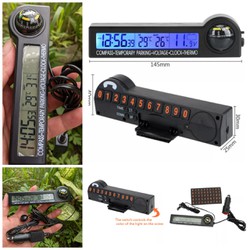 (LOẠI TỐT) Đồng hồ gắn ô tô báo giờ kèm bảng số đậu xe 5in1 mẫu mới đa năng màn hình led, phụ kiện ô tô