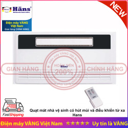Quạt mát nhà vệ sinh có hút mùi và điều khiển từ xa Hans H20 H10R - Lắp âm trần kích thước 60 x 30 cm