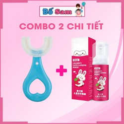 Set 2 chi tiết bàn chải đánh răng chữ u thông minh  kem đánh răng dạng bọt cho bé Shop Bố Sam