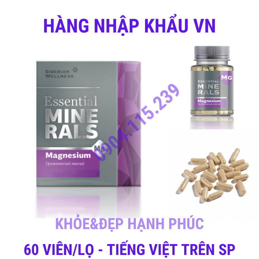 Hình ảnh [ Bổ sung Magie hỗ trợ ngủ ] Thực phẩm bảo vệ sức khỏe Essential Minerals Magnesium – 60 viên/lọ