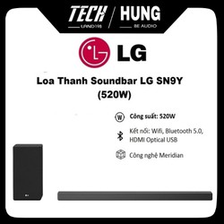 Loa Thanh Soundbar LG SN9Y 5.1.2 Ch, công suất 520W - Meridian