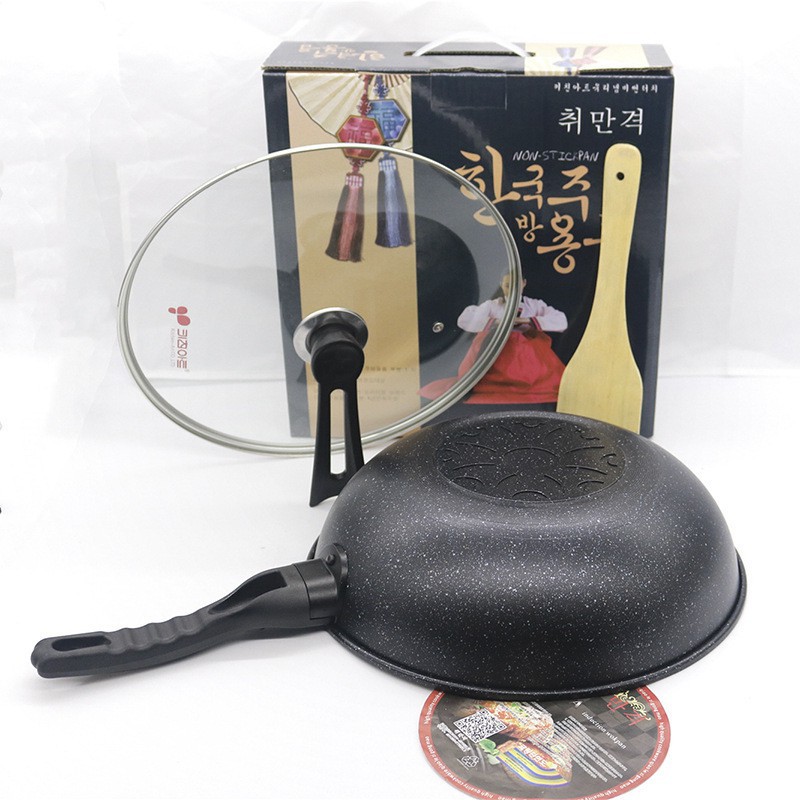 Hình ảnh Chảo đá chống dính HÀN QUỐC 32cm kèm nắp kính