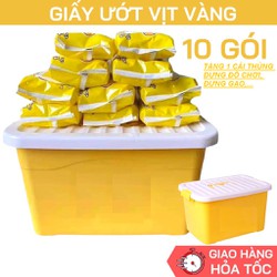 10 BỊCH KHĂN ƯỚT VỊT VÀNG KHÔNG MÙI, KHÔNG HÓA CHẤT. TẶNG THÙNG NHỰA VIỆT NHẬT
