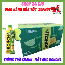 Thùng Trà Mật Ong - Chanh Boncha Chai 455 Ml