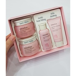 [set hồng 4món]Bộ dưỡng trắng da Innis Jeju cherry blossom Cream set hồng