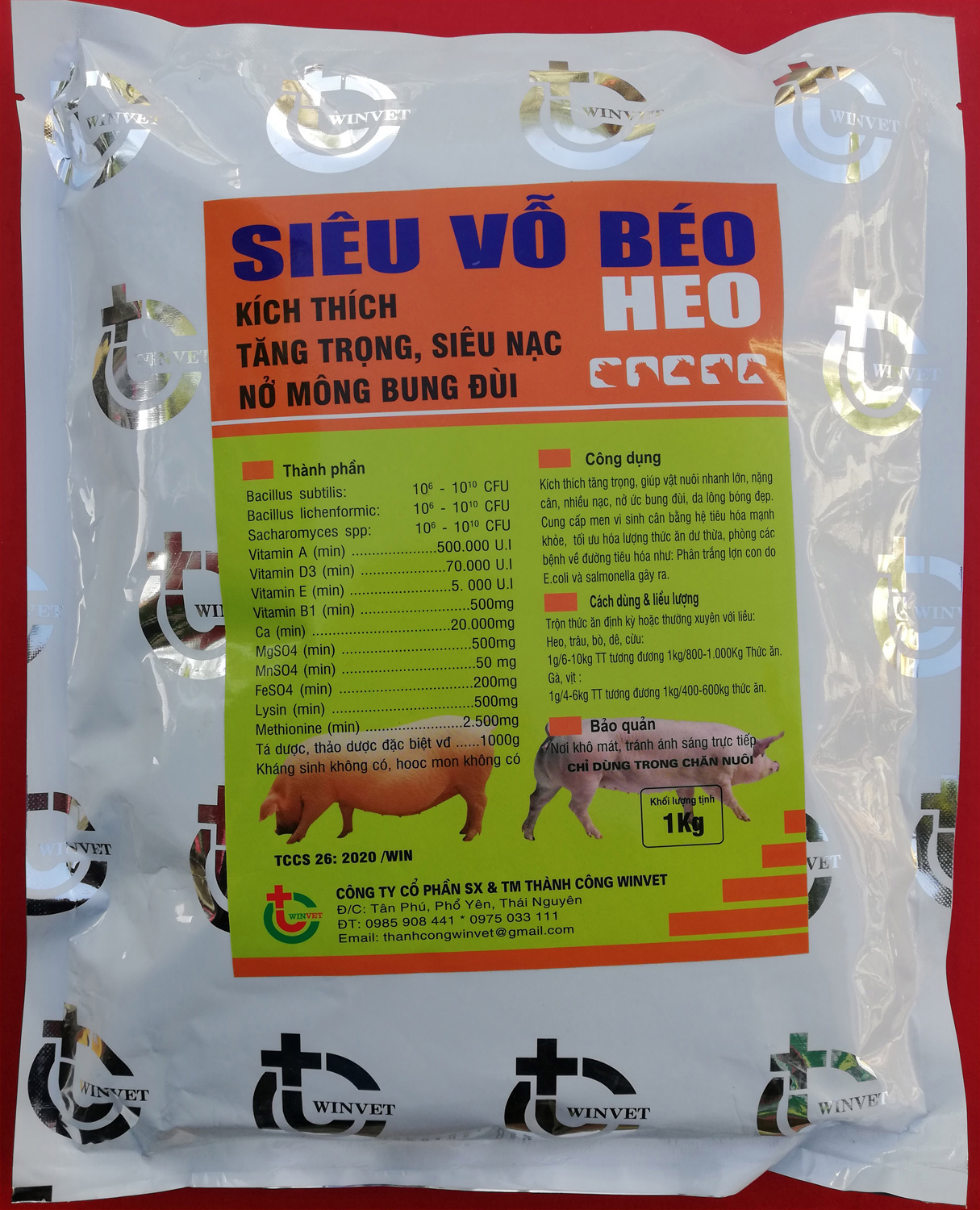 Hình ảnh 2 kg SIÊU VỖ BÉO HEO, LỢN Kích thích tăng trọng, giúp vật nuôi lớn nhanh, nặng cân, nhiều lạc, nở ức bung đùi