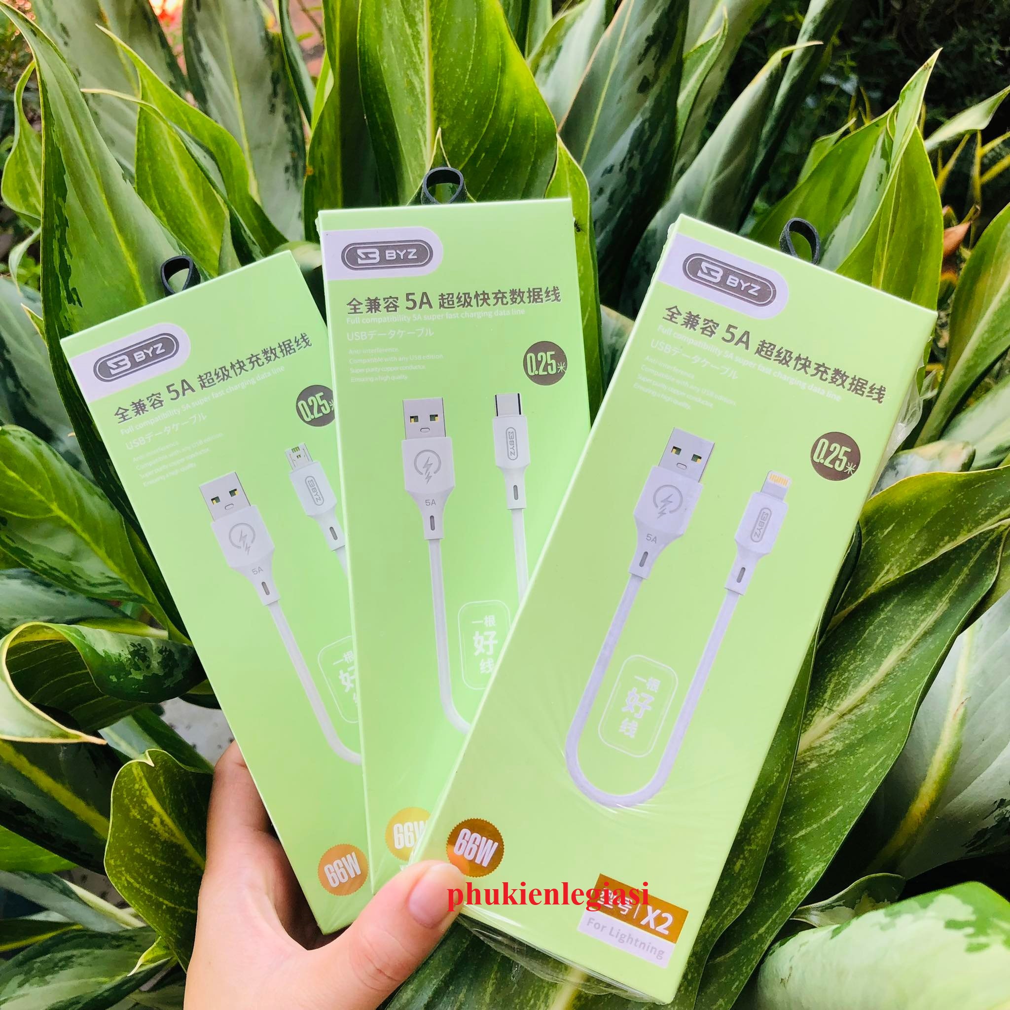 Cáp sạc ngắn 25CM BYZ X2 các đầu micro usb type c Iphone
